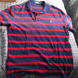 Red and blue striped polo sz M